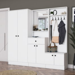 Hanah Home Perchero Blanco con Estante Ajustable